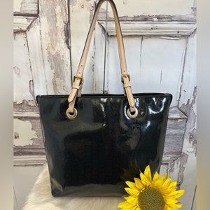 Michael Kors Jet Set Black Patent Leather Tote Bag